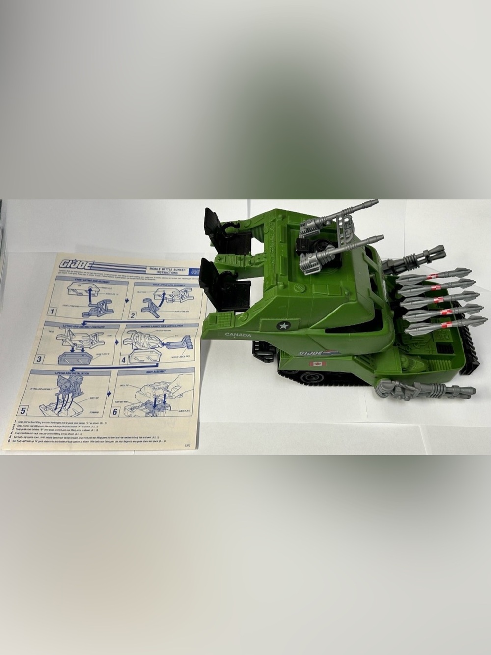 Vintage 1990 GI Joe Mobile Battle Bunker Tank Vehicle - Hasbro ARAH with Manual